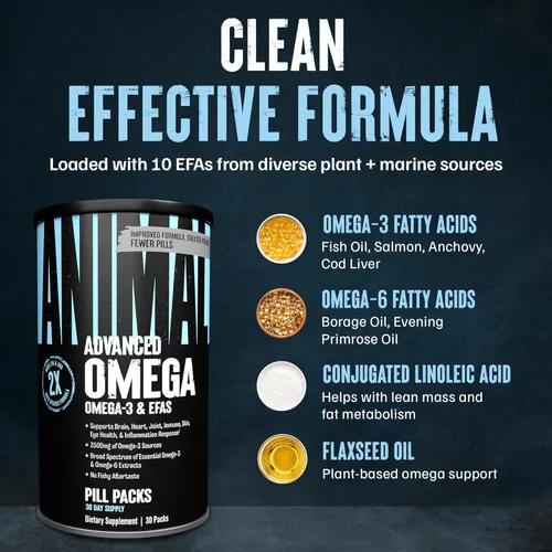 Miniatura 3 de Animal Advanced Ácidos grasos Omega 3 - 3500 mg EPA DHA Aceite de pescado Omega 3 Suplemento para mujeres y hombres Mezcla de alta potencia con CLA