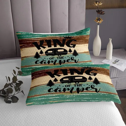 Miniatura 4 de Camper - Juego de colcha de tamaño individual, para adolescentes y niños, con diseño de feliz, acolchado y fundas de almohada, para decoración