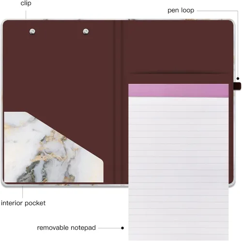 Miniatura 4 de Hongri Mini Portapapeles Folio con Libreta Recargable Forrada y Bolsillo Interior de Almacenamiento para Estudiantes, Aula, Oficina, Mujer, Hombre