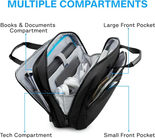 Miniatura 3 de BAGSMART Bolsa para laptop, maletín de 15.6 pulgadas para hombres, bolsa de computadora con cerradura para trabajo, bolsa de hombro estilo bandolera