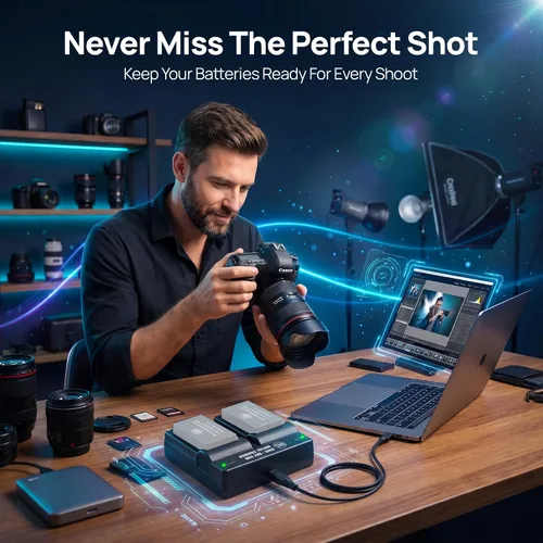 Miniatura 6 de BM Premium Cargador de batería dual LP-E12 para cámaras Canon EOS-M, EOS M2, EOS M10, EOS M50, EOS M50 II, EOS M100, EOS M200, SX70 HS, Rebel SL1