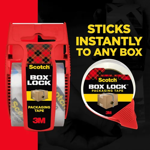 Miniatura 4 de Cinta de embalaje Scotch Box Lock, cinta de embalaje transparente, cinta adhesiva de agarre extremo para cajas de envío navideño, 1.88 pulgadas x