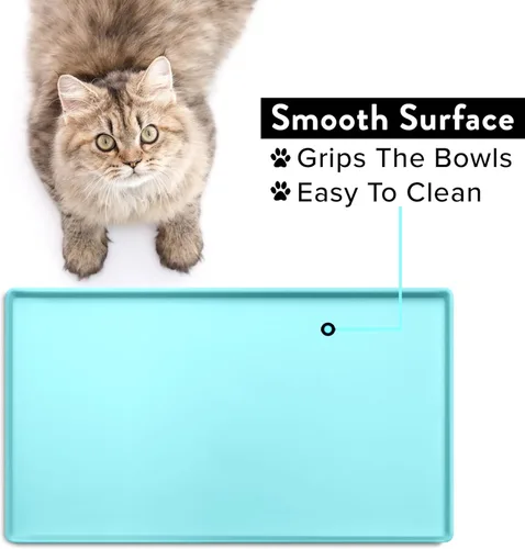 Miniatura 5 de Alfombrilla de calidad superior para comedero de gatos CatGuru; pequeña (19 x 12 pulgadas) o grande (24 x 16 pulgadas). Hecha de silicona aprobada
