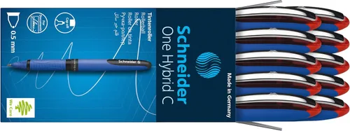Miniatura 10 de Schneider One Hybrid C Rollerball, punta cónica híbrida de 0.020 in, barril azul claro, tinta negra, caja de 10 bolígrafos (183201)