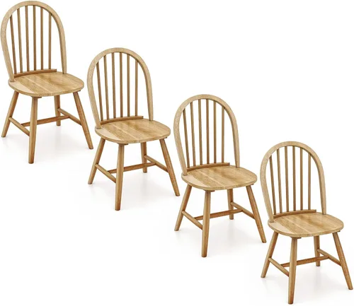 Miniatura 16 de Juego de 2 sillas de comedor de roble de 18 pulgadas, sillas Windsor de madera con respaldo de husillo para isla de cocina de campo