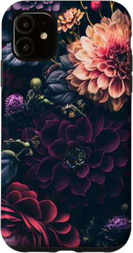 Miniatura 8 de Dahlia Flower Moody Dark Floral Pink and Purple Pattern Case for iPhone 17