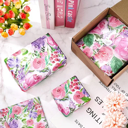 Miniatura 5 de Whaline 100 piezas de papel de seda floral acuarela flor regalo papel de embalaje de flores papel de embalaje de flores DIY papel de manualidades
