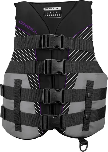 O'Neill Chaleco salvavidas SuperLite USCG para mujer Negro/humo/negro: ultra violeta