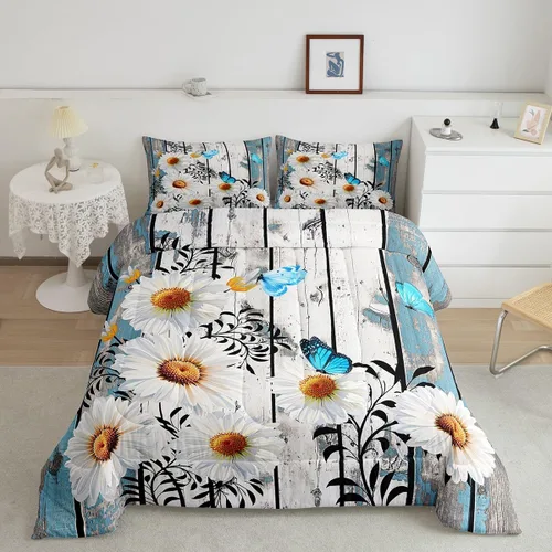Miniatura 31 de Feelyou Juego de edredón de música rock para niños, edredón colorido con estampado de mariposas para niños y niñas, juego de ropa de cama de Multi