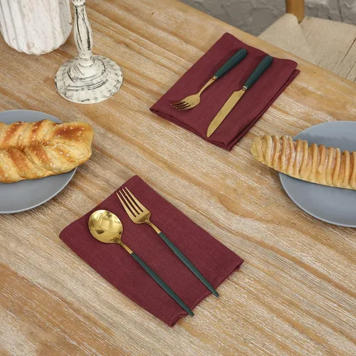Miniatura 4 de Juego de 6 servilletas de lino de algodón lavable natural, rústico, suave, cómodo y reutilizable, para celebración de bodas y decoración de fiestas