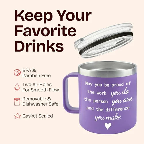 Miniatura 7 de KLUBI May You Be Proud Of The Work You Do - Regalos de salud mental para mujeres, vaso de 14 onzas, taza morada, regalo de agradecimiento