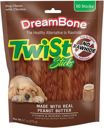 Miniatura 15 de Dreambone Twist Sticks - Masticables para perros sin cuero crudo, hechos con pollo real, 100 unidades (paquete de 1)