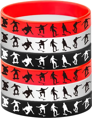 Miniatura 5 de 24 pulseras de goma para monopatín, pulseras de Slicone, suministros de fiesta deportiva, patineta, deportes extremos, cumpleaños, baby shower