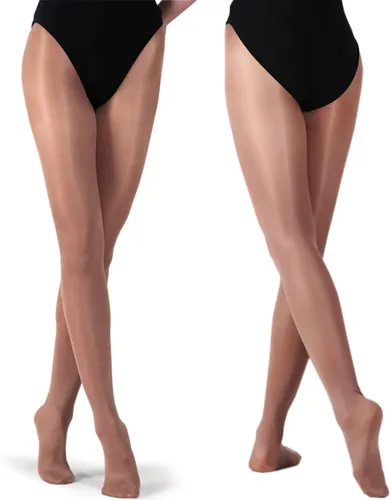 DANCEYOU Medias ligeramente brillantes con pies para niñas y mujeres, tamaño brillante, tostada en tono de piel para disfraz, baile y vestimenta