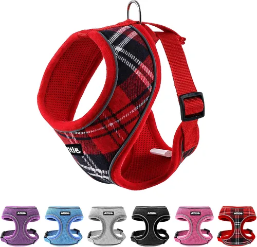 Miniatura 10 de AIITLE Arnés para cachorro, malla transpirable de triple capa, ajuste ajustable y diseño reflectante, chaleco sobre la cabeza sin asfixia para uso