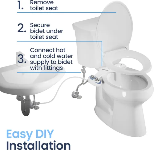 Miniatura 6 de LUXE Bidet NEO 320 - Agua caliente, boquilla doble, autolimpiante, accesorio de bidé no eléctrico para asiento de inodoro, presión de agua Oro rosa