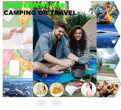 Miniatura 5 de QUALIALL Toallas comprimidas de alta calidad, paño portátil de algodón puro para acampar o viajar..