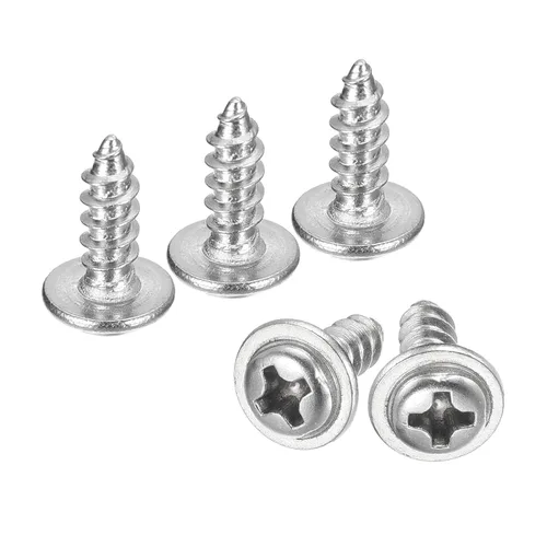 Miniatura 16 de uxcell ST3x6mm Phillips Pan Head Tornillo Autorroscante con Arandela, 100 piezas - Tornillo de madera de acero inoxidable 304 rosca completa (plata)