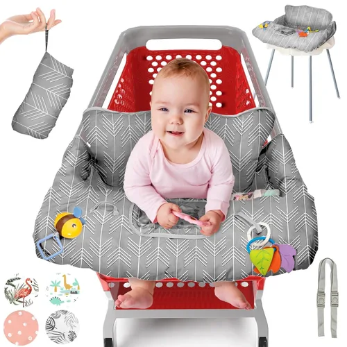 Miniatura 13 de PILLANI Funda para carrito de compras para bebé, funda para silla alta para asiento de restaurante - Funda para carrito de supermercado para bebé