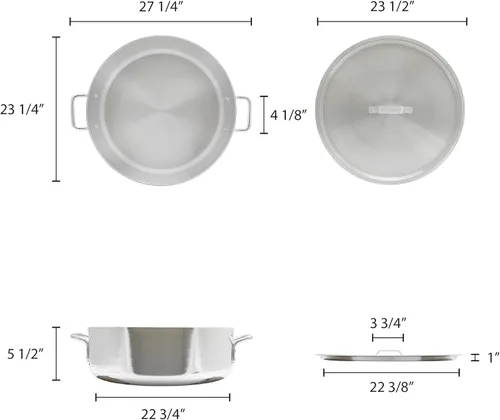 Miniatura 3 de TrueCraftware - Olla de aluminio de 40 cuartos de galón con cubierta de 0.236 in de grosor- Utensilios de cocina de peso pesado, sartén