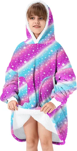 Miniatura 16 de Zando Manta con Capucha Ponible Manta para Niños y Adultos Manta Cómoda con Capucha Sudadera de Gran Tamaño Sherpa Forro Polar