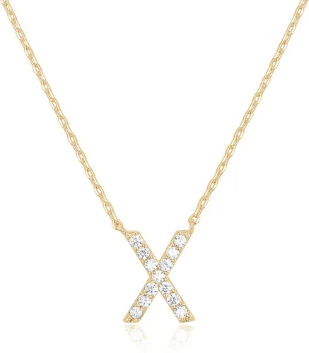 Miniatura 105 de PAVOI 14K White Gold Plated Cubic Zirconia Initial Necklace Letter Dainty Necklaces for Women
