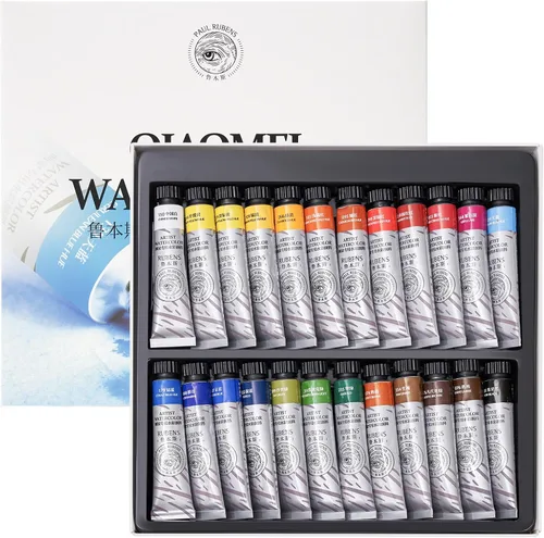 Paul Rubens Set de Pintura de Acuarela 24 Colores Vibrantes 12ml / 0.4 Fl Oz Tubos, Tubos de Acuarela con Gran Valor, Pinturas de Acuarela