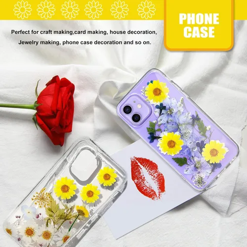 Miniatura 7 de 60 girasoles secos prensados amarillos para adornos de manualidades, flores secas naturales de 1.2 pulgadas, margarita grande para joyería