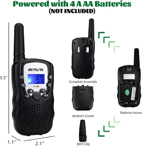 Miniatura 9 de Retevis RT388 Walkie Talkies para niños, juguetes Walkie Talkie para niños de 6 a 12 años, juguetes para niños, regalos para viajes al aire libre