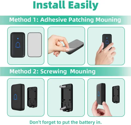 Miniatura 6 de Kits de timbre inalámbrico con 2 receptores IP66, impermeable, 1000 pies, para profesores de aula, con 66 tonos de llamada, 7 niveles de volumen
