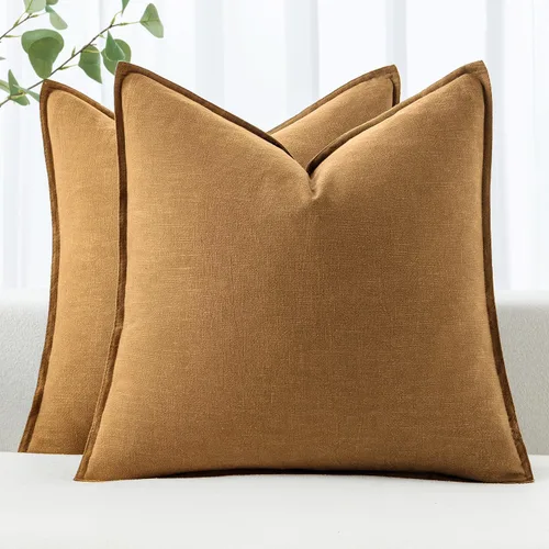 Miniatura 41 de MIULEE - Juego de 2 fundas de almohada decorativas de lino, estilo bohemio, rústico, neutral, para sofá, cama, 16 x 16 pulgadas, color marrón