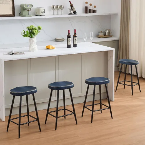 Miniatura 24 de FIRAVOE Juego de 2 Taburetes de Bar, Taburetes de Bar Modernos de 24" de Altura de Mostrador, Taburetes de Montar sin Respaldo de Cuero Sintético