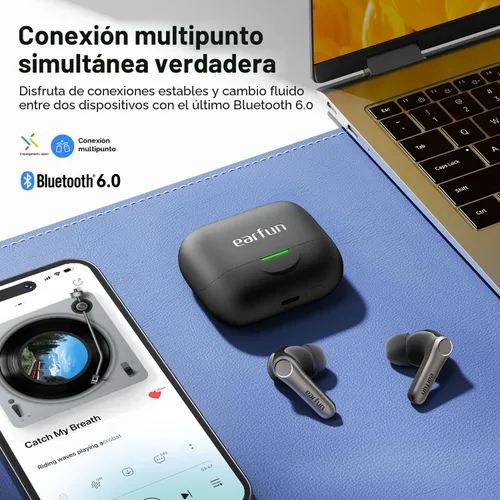 Miniatura 8 de EarFun Air Pro 4+ Auriculares inalámbricos con cancelación de ruido adaptativa, Qualcomm aptX sin pérdida, controladores duales, auriculares de Negro