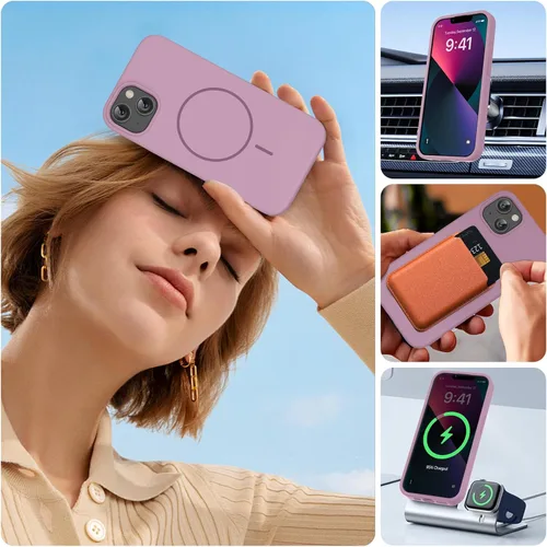 Miniatura 6 de Miracase Funda diseñada para iPhone 13, con protector de pantalla de vidrio templado, forro de microfibra suave antiarañazos, funda de goma