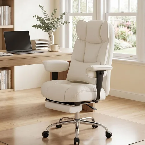 Miniatura 2 de Efomao Silla de oficina grande y alta de 400 libras, silla de escritorio reclinable resistente con reposapiés, silla ejecutiva de piel sintética
