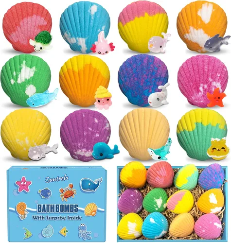 Miniatura 7 de Bombas de baño para niños con juguetes sorpresa en el interior, paquete de 12 bombas de baño para niños, juego de regalo para niñas y niños