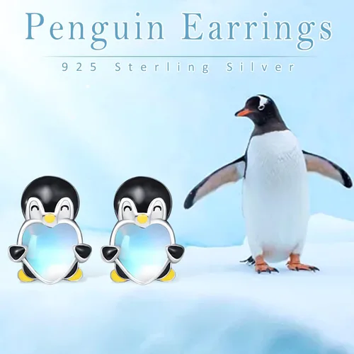Miniatura 3 de Dreamboat Moonstone Animal Stud Earrings for Women Girls 925 Sterling Silver Hypoallergenic Cute Cartoon Animal Earrings Birthday Party Jewelry