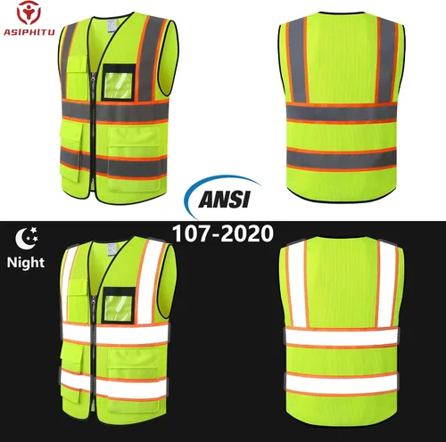 Miniatura 4 de Chaleco de seguridad reflectante para hombres y mujeres, chaleco de construcción que cumple con el estándar ANSI/ISEA