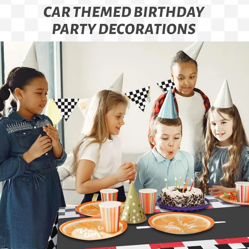 Miniatura 4 de 3 manteles rectangulares con temática de autos de carreras, decoración de fiesta de cumpleaños, manteles rectangulares de plástico con temática