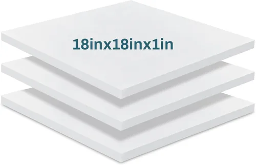 Frienda Paquete de 3 cojines de espuma de alta densidad para tapicería de 1 x 18 x 18 pulgadas, corte cuadrado a medida, sofá de espuma para silla,