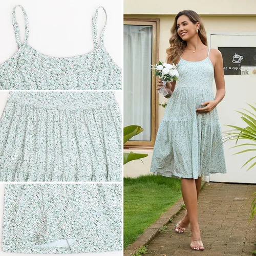 Miniatura 13 de GINKANA Vestido de maternidad sin mangas para mujer, con tirantes ajustables, vestido casual de verano para uso diario o baby shower