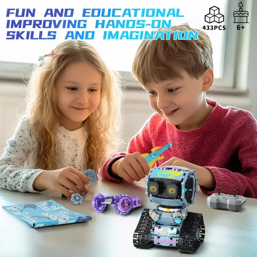 Miniatura 5 de Kit de construcción de robot STEM, 3 en 1 juguetes robóticos controlados por control remoto y aplicación, set de bloques de construcción de robots