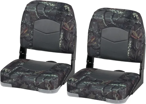 Miniatura 19 de GYMAX Asiento plegable para barco, paquete de 2 asientos con respaldo bajo para capitán de pesca, con acolchado de esponja gruesa, bisagras