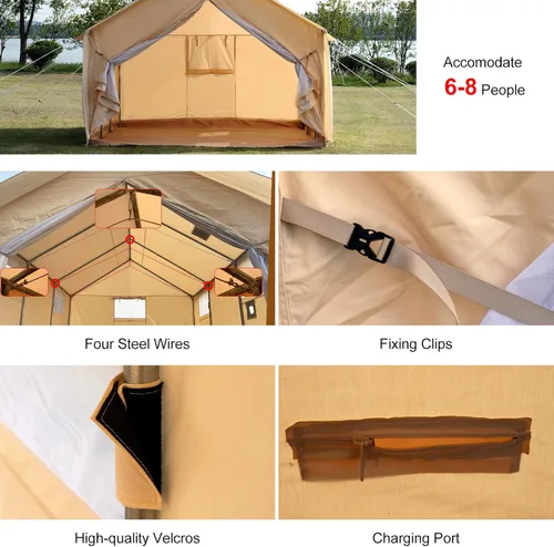Miniatura 3 de WaldZimmer Cotton Canvas Wall Tent with Rain Canopy Waterproof Outdoor Tent for Hunting Family 4 Season Camping Tent Heavy Duty Steel Frame&PVC