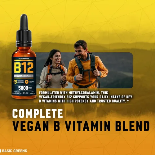 Gotas líquidas sublinguales de vitamina B12 5000 mcg - Suplemento vegano de metilo B-12 para energía y concentración - Vitamina B 12 para mujeres y