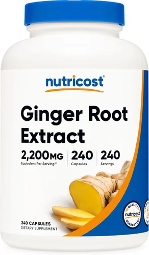 Nutricost Extracto de raíz de jengibre 2,200 mg, 240 cápsulas - Sin gluten, sin OMG, 550 mg de extracto 4:1