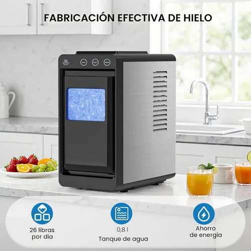 Miniatura 7 de COWSAR Encimera para hacer hielo, máquina de hielo portátil con autolimpieza, 26 libras/24 horas, 8 balas de hielo en 6 minutos con 2 tamaños