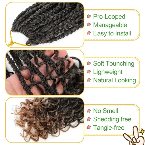 Miniatura 5 de Fulcrum - Trenzas de ganchillo estilo diosa de 14 pulgadas, 9 paquetes de trenzas bohemias de ganchillo para mujeres, trenzas de ganchillo bohemias