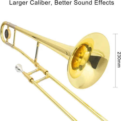 Miniatura 2 de EASTROCK Trombón tenor de deslizamiento Bb de latón Instrumento musical con estuche duro, boquilla, guantes, paño de limpieza para estudiantes