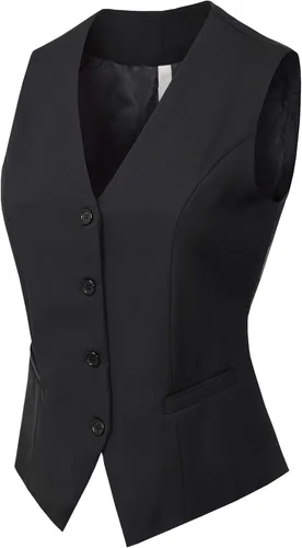 Miniatura 2 de Design by Olivia Chaleco de esmoquin con cuello en V y botones para mujer